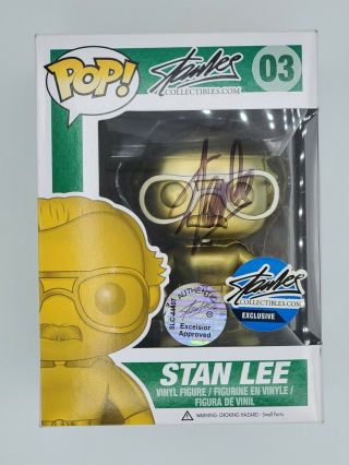 Nycc Exclusive Gold Stan Lee Funko Pop Signed With Stan Lee Sticker