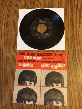 George Martin The Beatles ‘and I Love Her’ 1964 Usa 7” Pic Sleeve Vg