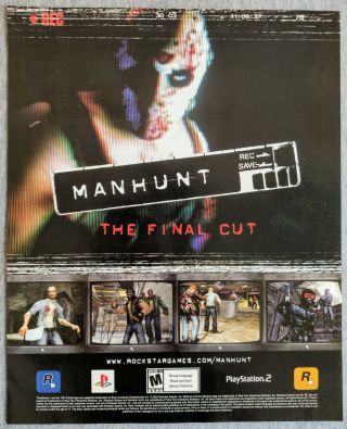 Manhunt Ps2 Playstation 2 Xbox | 2003 Vintage Game Print Ad Poster Art Official