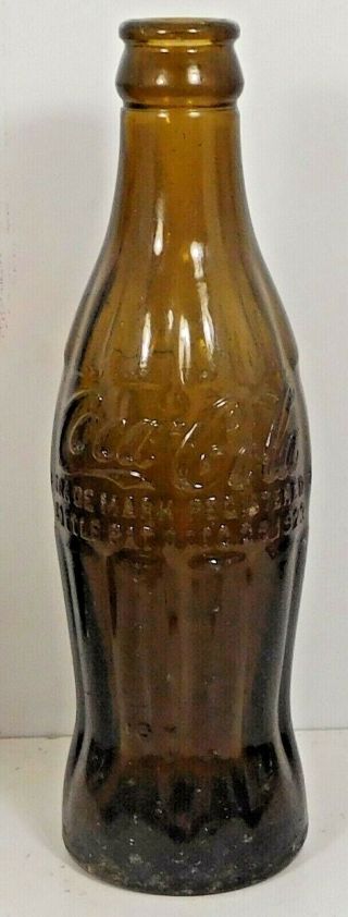 C1923 X - Mas Smoky Amber Hobbleshirt Bottle - Coca - Cola Lake City,  Fla.
