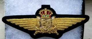 Belgium Belgian Air Force Pilot Wings,  Bullion Order Of Leopold W/ Swords Center