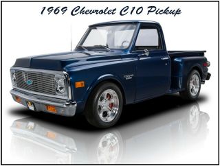 1969 Chevrolet C - 10 Stepside Pickup Truck Metal Sign: Fully Restored