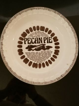 Vintage 1983 Royal China Country Harvest Deep Dish Pecan Pie Plate Recipe Usa