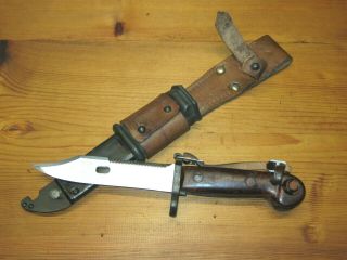 Romanian Ak Army Bayonet / Survival Knife With Scabbard And Frog