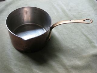 Vintage Heavy French Copper Measuring Cup W/ Brass Handle