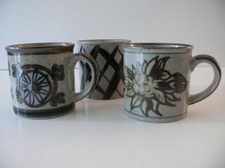 Otagiri Coffee Mugs Three Blue & Brown Speckle Stoneware 8 oz Vintage Japan 2