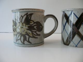Otagiri Coffee Mugs Three Blue & Brown Speckle Stoneware 8 oz Vintage Japan 3