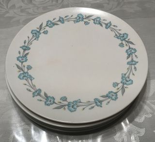 4 Vintage Boontonware Aqua Turquoise Floral Flower 3103 Melamine Dinner Plates