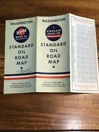 Washington State - Standard Oil Road Map Travel Oil Rpm Co.  Advertising 1937