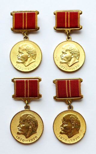 4 Ussr Russian Soviet Medal 100 Years Vladimir Lenin For Valiant Labor