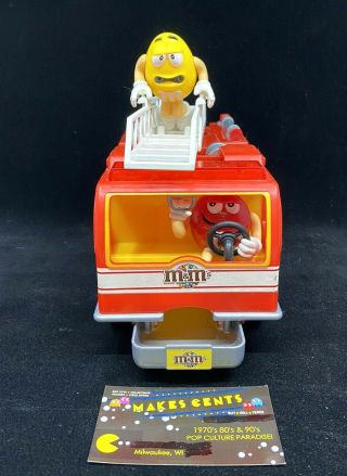 M&m’s Red & Yellow Fire Department Truck Candy Dispenser Novelty Collectible