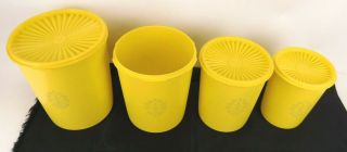 Set of 4 Vintage Tupperware Yellow Servalier Canister Set 805 - 13,  807 - 8,  809 - 5 2