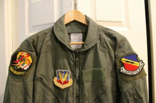 Air Force Pilot Flight Suit With F - 16 Squadron Patches,  Nomex,  Green,  Size 44l