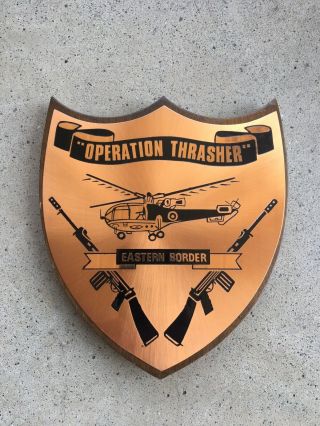 Rhodesian Operation Thrasher Plaque,  Light Infantry,  Selous Scouts,  Camo