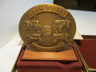 1993 John Deere 3.  25 " Medallion Calendar With Stand Box & Factory Letter Bronze