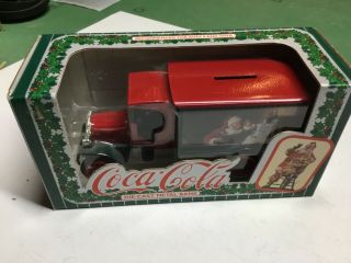 1993 Ertl Coca Cola Die Cast Metal Christmas Santa Claus Bank Truck Nib