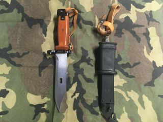 Polish Type Ii Bayonet.  Orange Handle,  Scabbard,  Leather.  Match Numbers