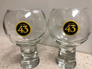 Licor 43 Glasses Set Of 2 Embossed Logo Stem