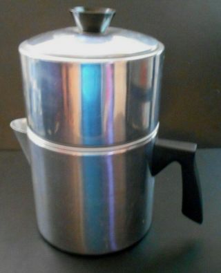 Vintage Mirro Usa Aluminum 7 - Cup 2 Tier Camping Stovetop Drip Coffee Pot