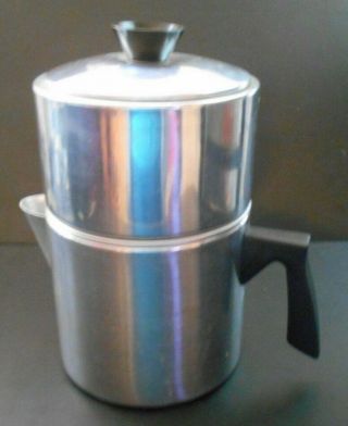 Vintage Mirro USA Aluminum 7 - cup 2 Tier Camping Stovetop Drip Coffee Pot 2
