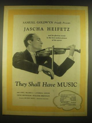 1939 They Shall Have Music Movie Advertisement - Jascha Heifetz