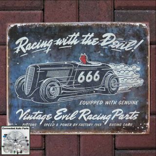 Vintage Evil Racing Parts Hot Rod Rat Rod Tin Sign Man Cave Garage Shop S - 1745