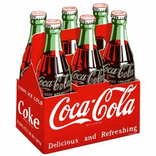 Coca - Cola Classic Bottles 6 Pack 1950s Wall Decal Vintage Style 20 X 24