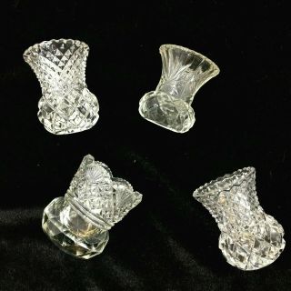 Set Of 4 Vintage Lead Crystal Toothpick Holders Cut Glass Wedding Bridal Baby