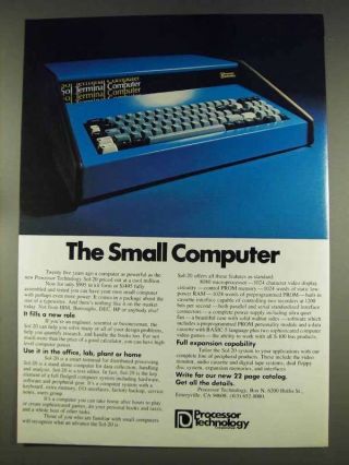 1977 Processor Technology Sol - 20 Computer Ad