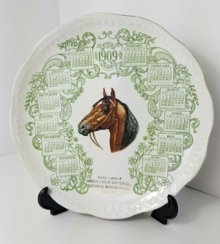1909 Calendar Plate Horse Advertising Listie Pa Compliments Of Wells Creek Sup.