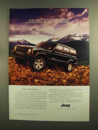2000 Jeep Cherokee Sport Ad - Name Brand Costs Less