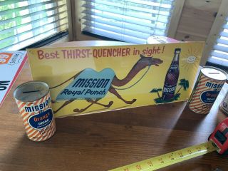 Vintage Tin Metal Embossed Mission Beverages Orange Soda Sign Candy Oil,  Gas