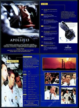 1995 Omega Speedmaster Professional Moon Watch Apollo 13 Movie Photos Print Ad