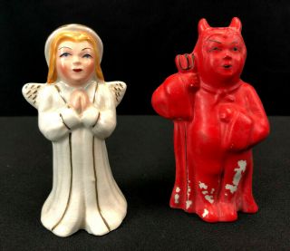 Vintage 1950s Angel And Devil Salt And Pepper Shakers,  Ceramic