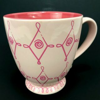Starbucks Pink With Dark Pink Diamond Swirls Extra Lg Footed Coffee Mug Cup 2004