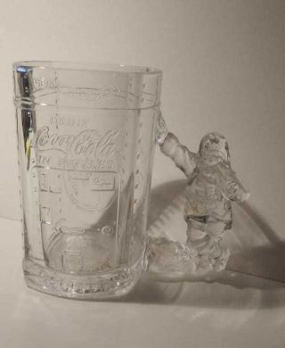 Coca Cola Christmas Mug 1997 Edition Glass Santa Handle & Coke Machine Design