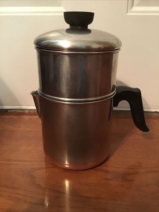 Vintage Revere Ware Drip - O - Lator Drip Coffee Pot Copper Bottom