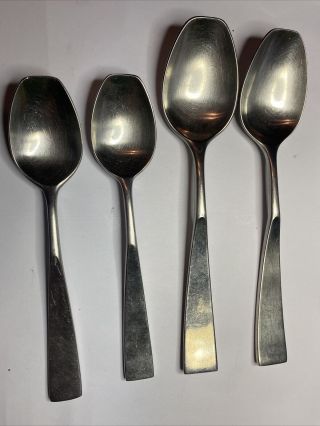 4 Vintage Towle Supreme Cutlery Stainless Candid Pattern 2 Soup 2 Coffee Spoons