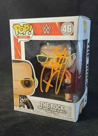 The Rock Signed Autographed Wwe Funko Pop 46 W/