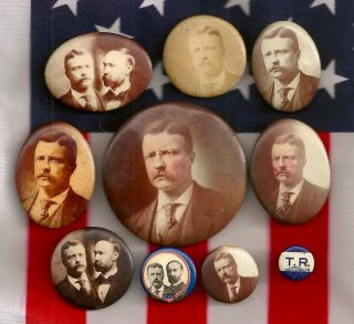 Teddy Roosevelt Political Campaign Pinback Button Republican Jugate Gop Group
