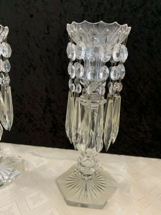 Vintage/Antique Cut Glass Mantle/Table Candle Holders 2