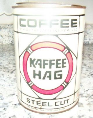 Vintage Kaffee Hag Steel Cut 1 Lb Coffe Can