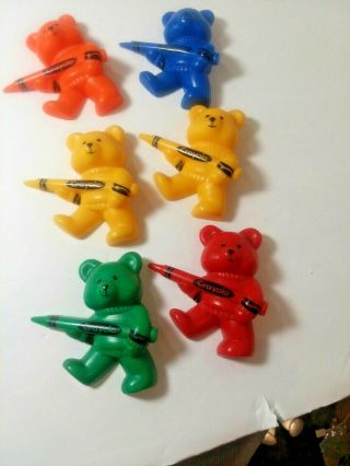 Vintage Biny & Smith Crayola Crayons Set Of 6 Colored Bear Magnets Rare Hmm1