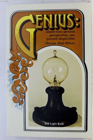 Thomas Alva Edison Genius Light Bulb Postcard Old Vintage Card View Standard Pc