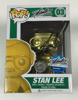 Marvel Stan Lee Gold Funko Pop 03 Nycc Exclusive Signed By Stan Lee W/coa