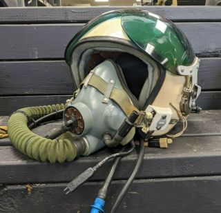 Cold War Soviet Union/ussr Military Zsh - 5a Flight Helmet W/ Km - 32 Oxygen Mask