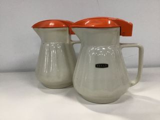 Vintage Two Hecla Ceramic Electric Jug/ Kettle With Orange Lid No Cords 609