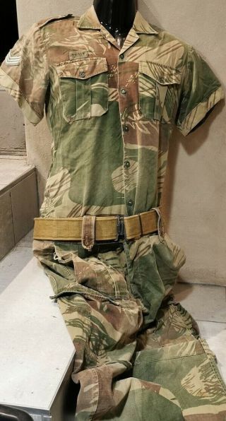 Rhodesian Army Sergeants Bush Camo Shirt,  Pants & Belt