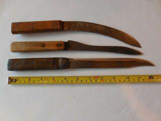 Vinaage,  Antique Set Of Three Kitchen Carving Knives