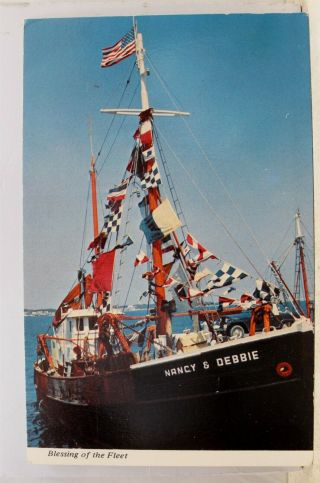Massachusetts Ma Cape Cod Provincetown Harbor Fishing Boat Postcard Old Vintage